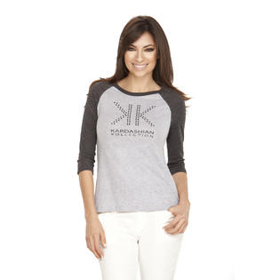Kardashian Kollection Women's Baseball T-Shirt - Studded Logo
