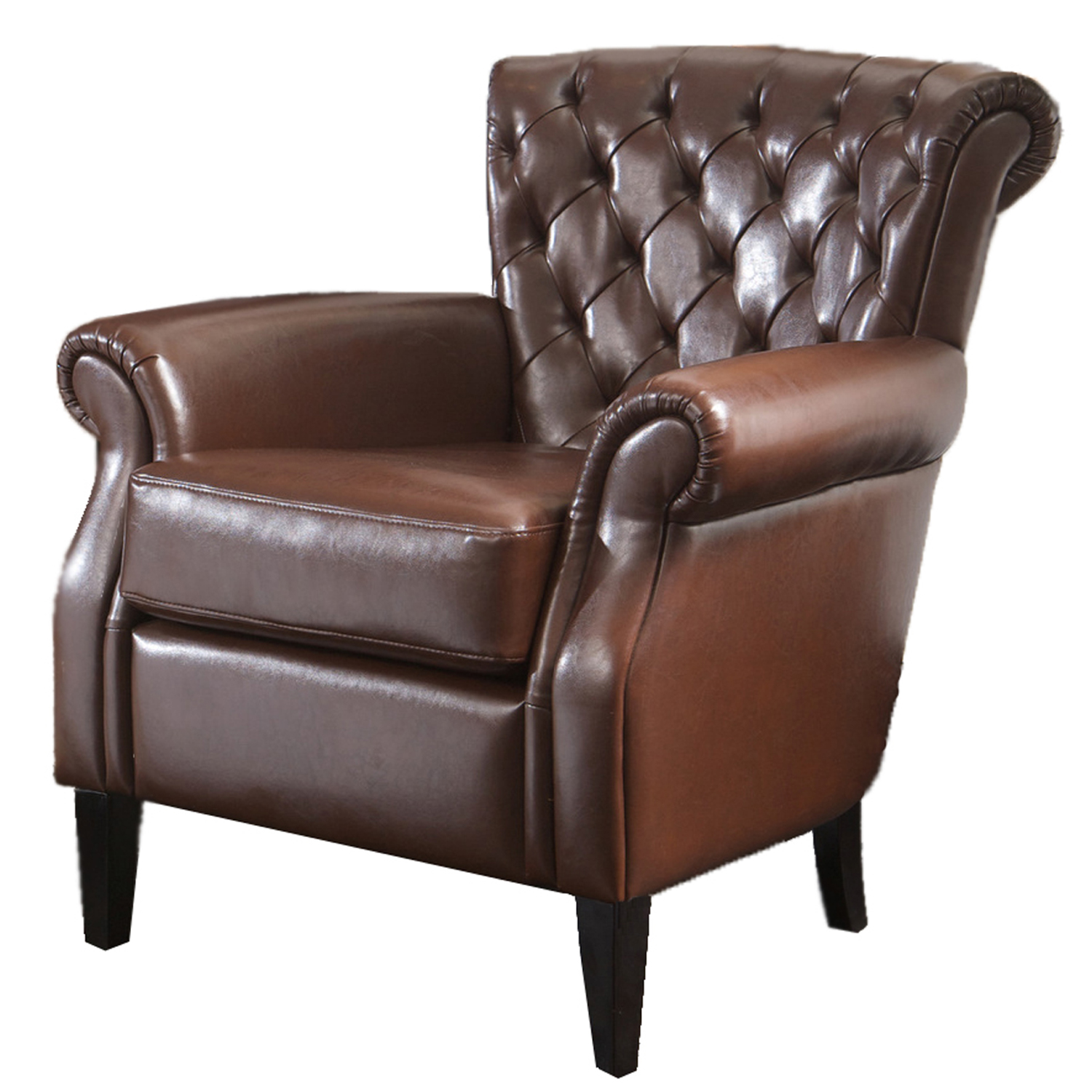 Franklin Brown Tufted Leather Club Chair