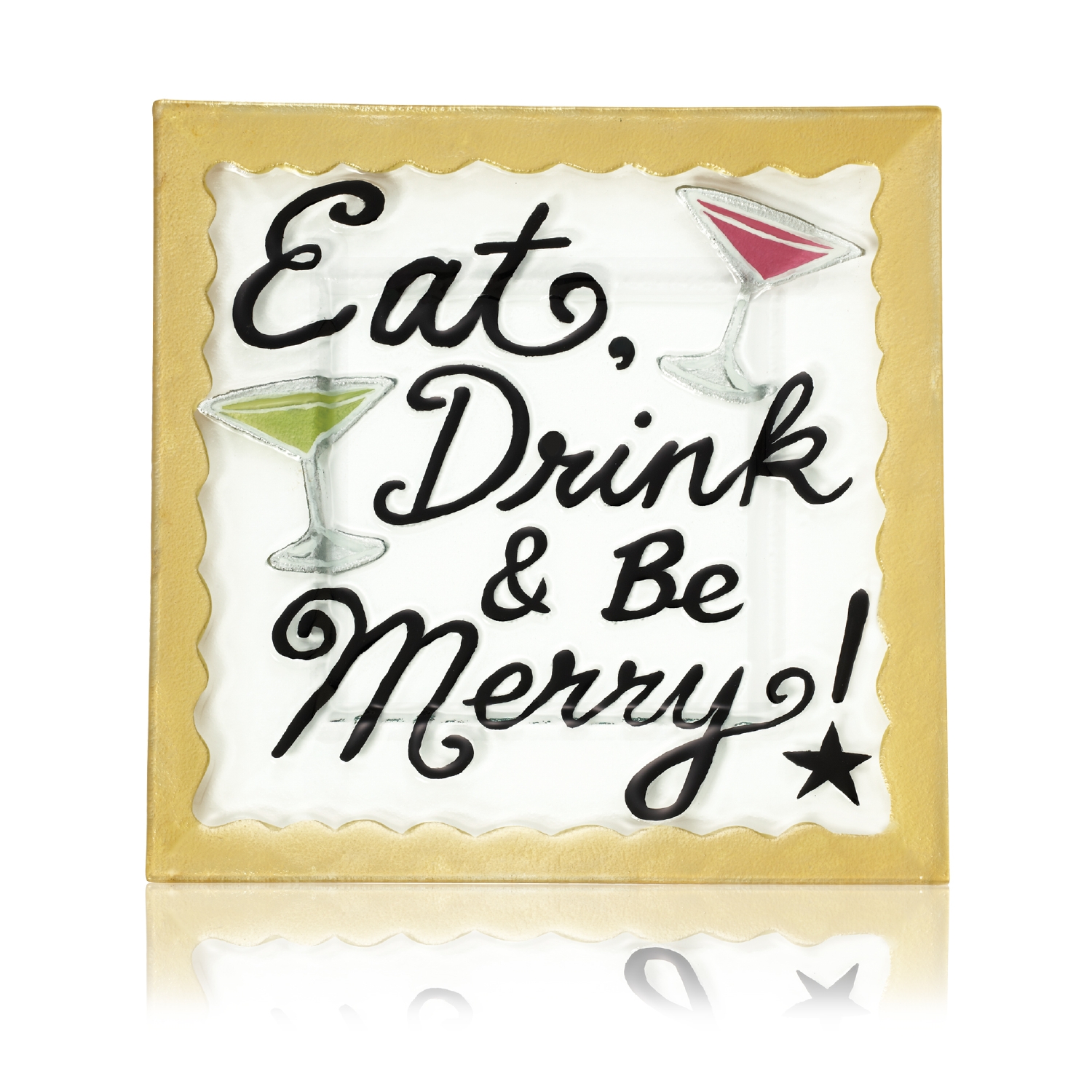 Eat Drink and Be Merry 14.96" x 14.96" x 1.18"                square platter
