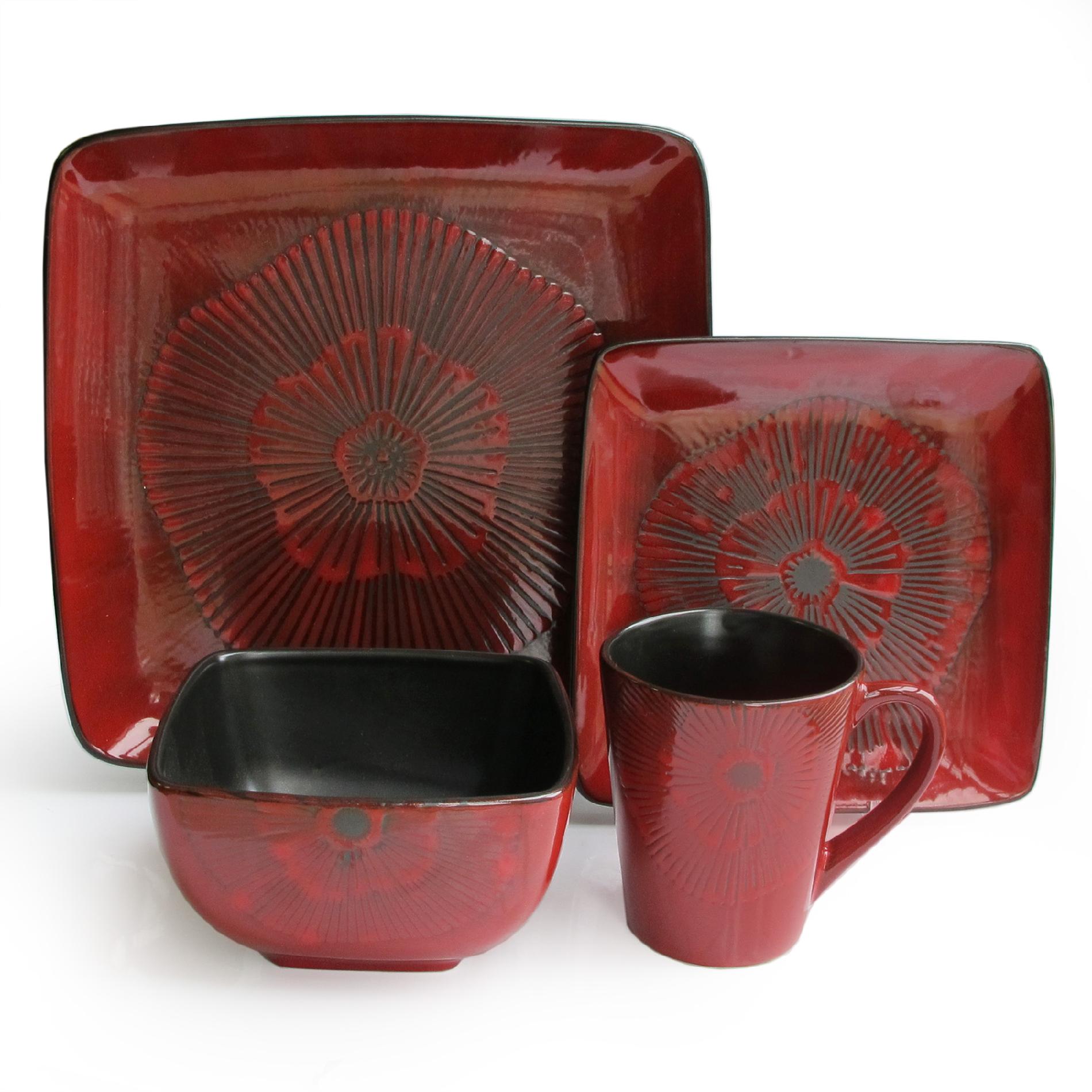 American Atelier Laurette square red 16 piece set at mygofer.com