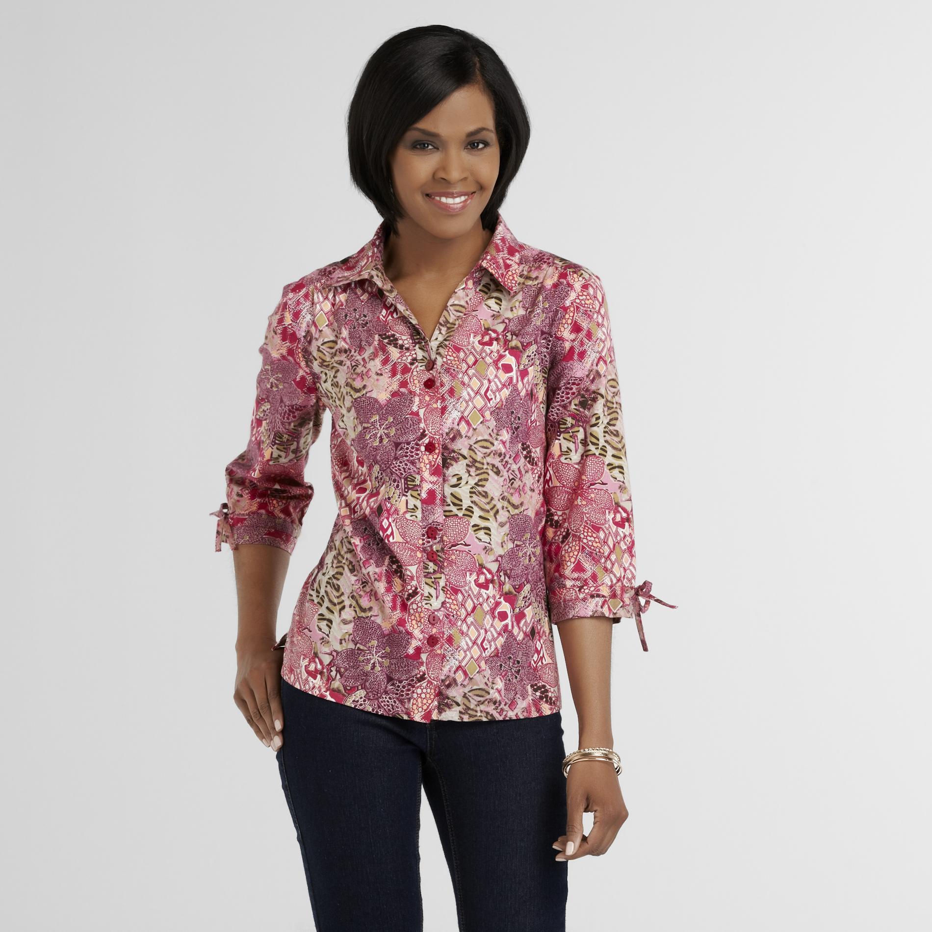 Erika Women's Casual Shirt - Floral/Geometric Print at Sears.com