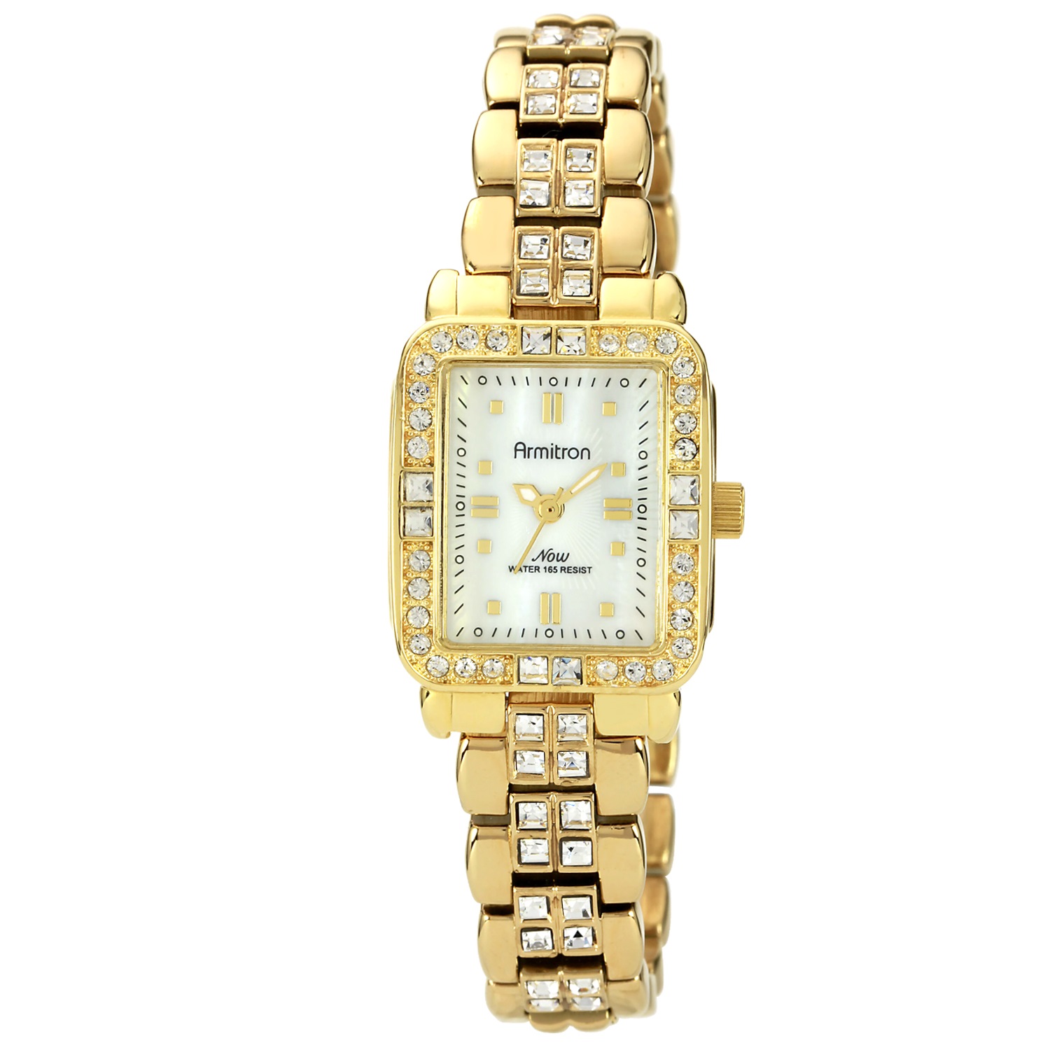 Armitron Ladies' Clear Crystal accented Gold-tone Bracelet Watch w/ White Square Dial at Sears.com