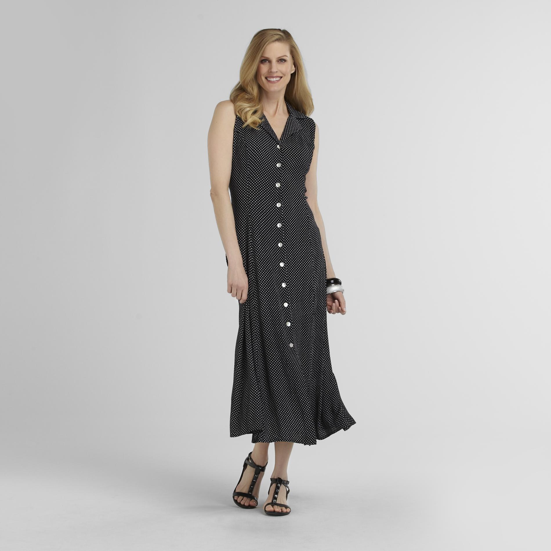 JBS Women's Crepon Maxi Dress - Polka Dot Black/White 18