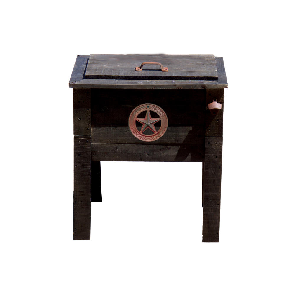 57 qt. Rustic Wooden Deck Cooler &#8211; Star Emblem