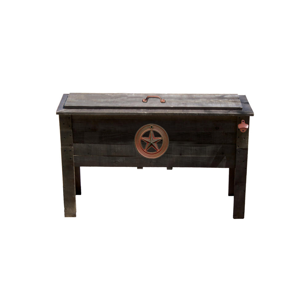 87 qt. Rustic Wooden Deck Cooler &#8211; Star Emblem