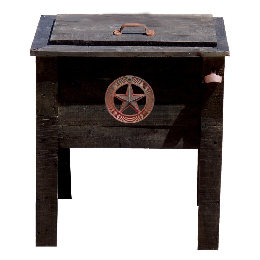 57 qt. Rustic Wooden Deck Cooler &#8211; Star Emblem