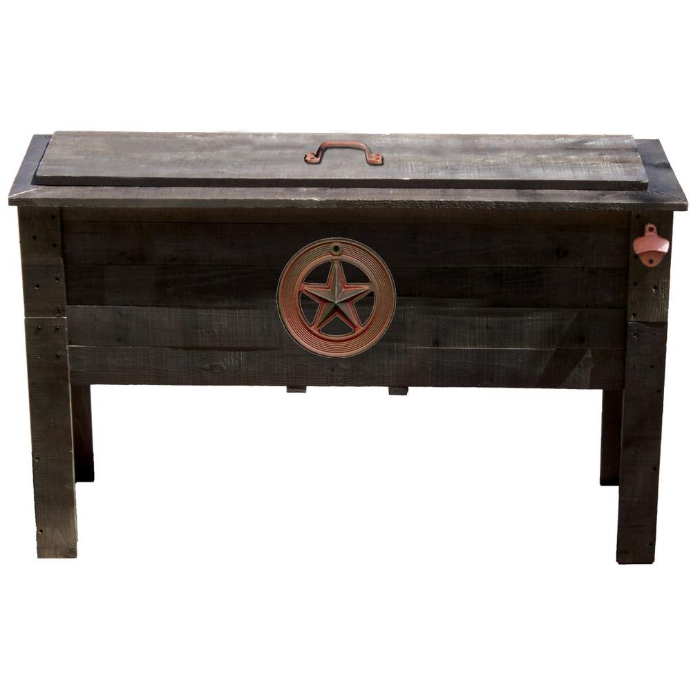 87 qt. Rustic Wooden Deck Cooler &#8211; Star Emblem