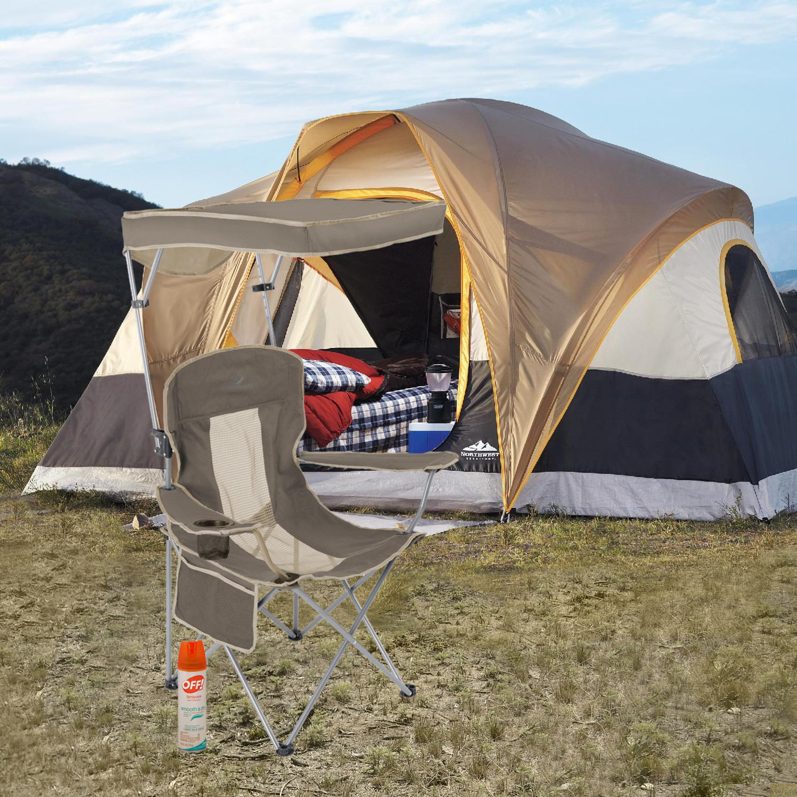 Northwest Territory Northwoods 6-person tent with Mesh Chair & Insect Repellent Bundle at Kmart.com
