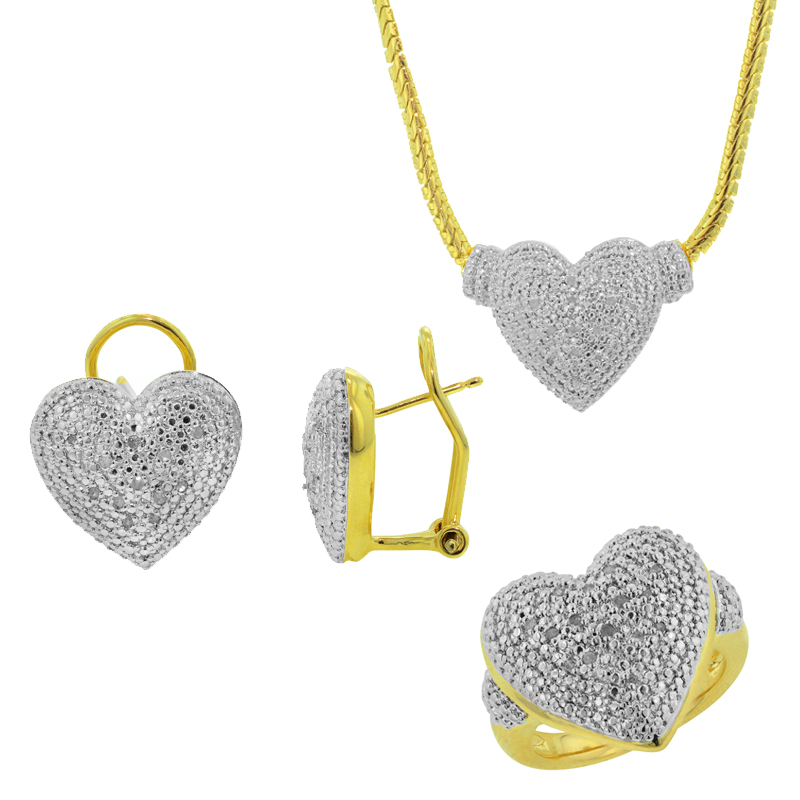 3 Piece 1/4 cttw Rhodium Plated Diamond Ring, Pendant, and Earrings Set at Sears.com