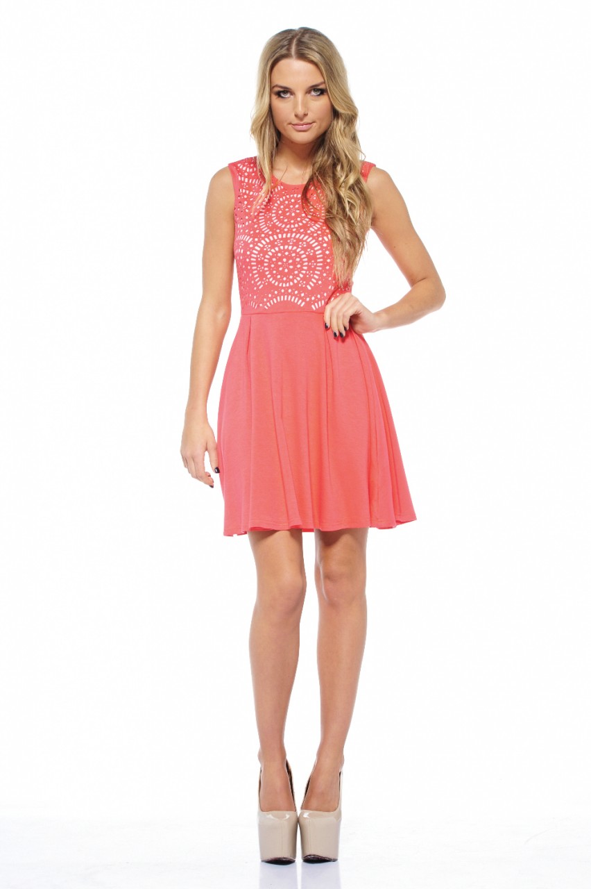 ... Women s Laser Cut Out Skater Coral Dress - Online Exclusive 6 You will