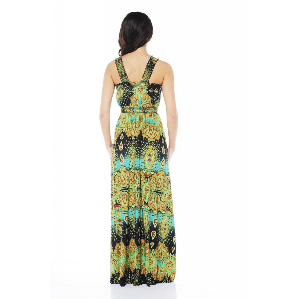 AX Paris Women&#8217;s Indian Paisley Elasticated Strap Green Dress - Online Exclusive