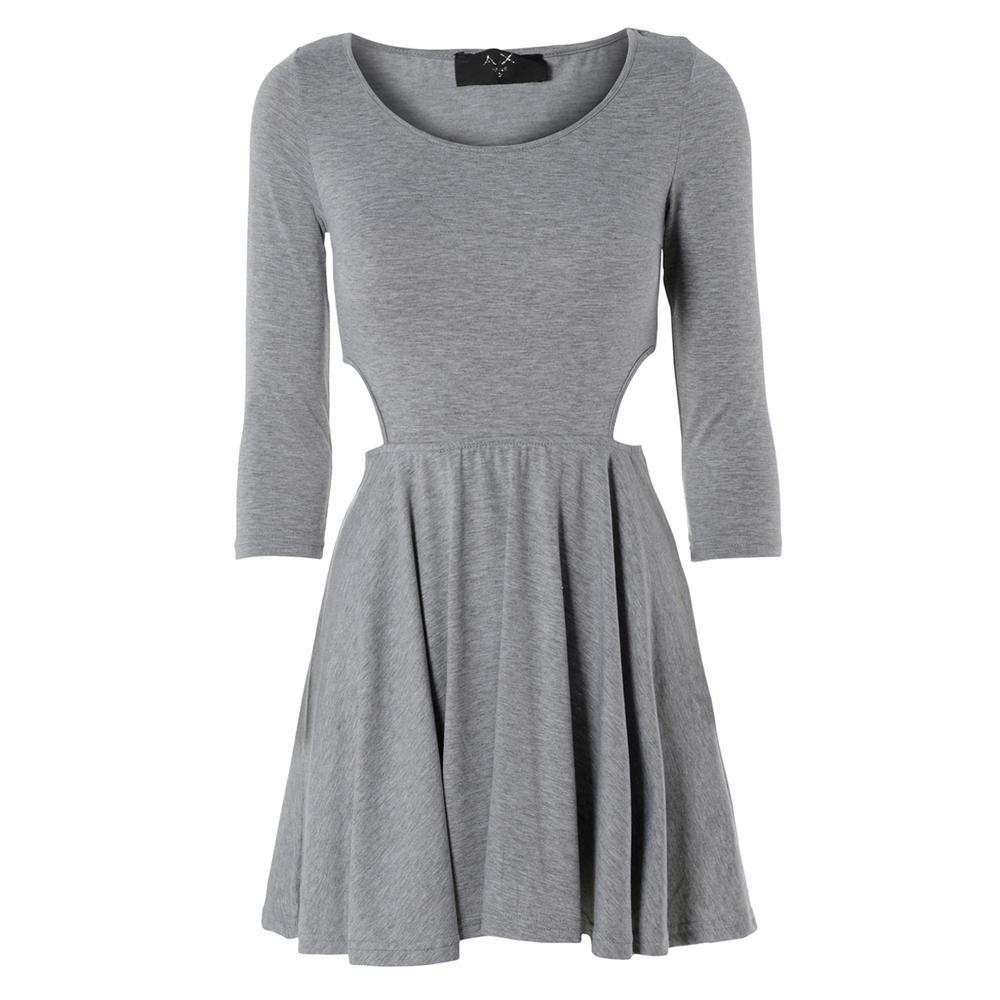 AX Paris Women&#8217;s Three Quarter Sleeve Side Cut Grey Dress - Online Exclusive