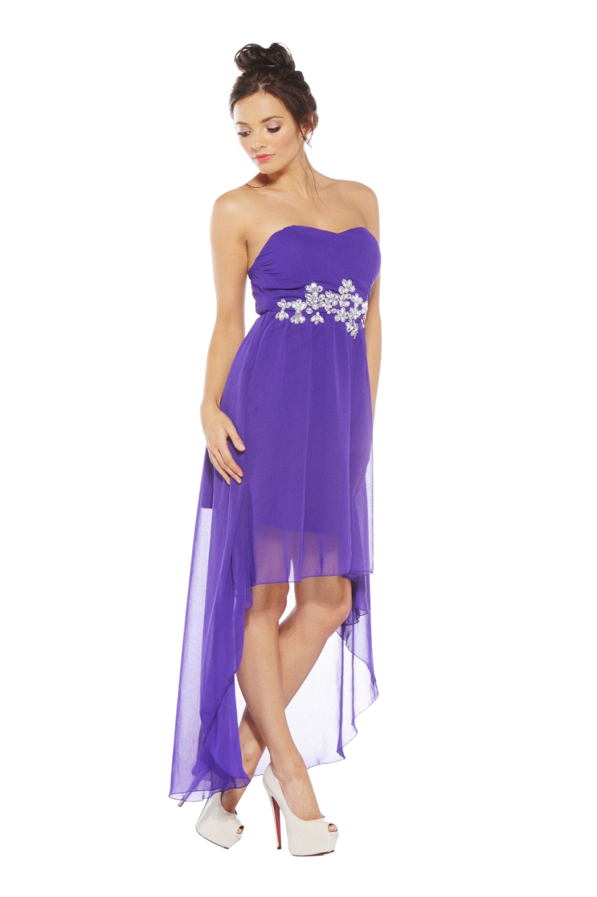AX Paris Women’s Chiffon Jewel Strapless Drop Back Pruple Dress - Online Exclusive at Sears.com