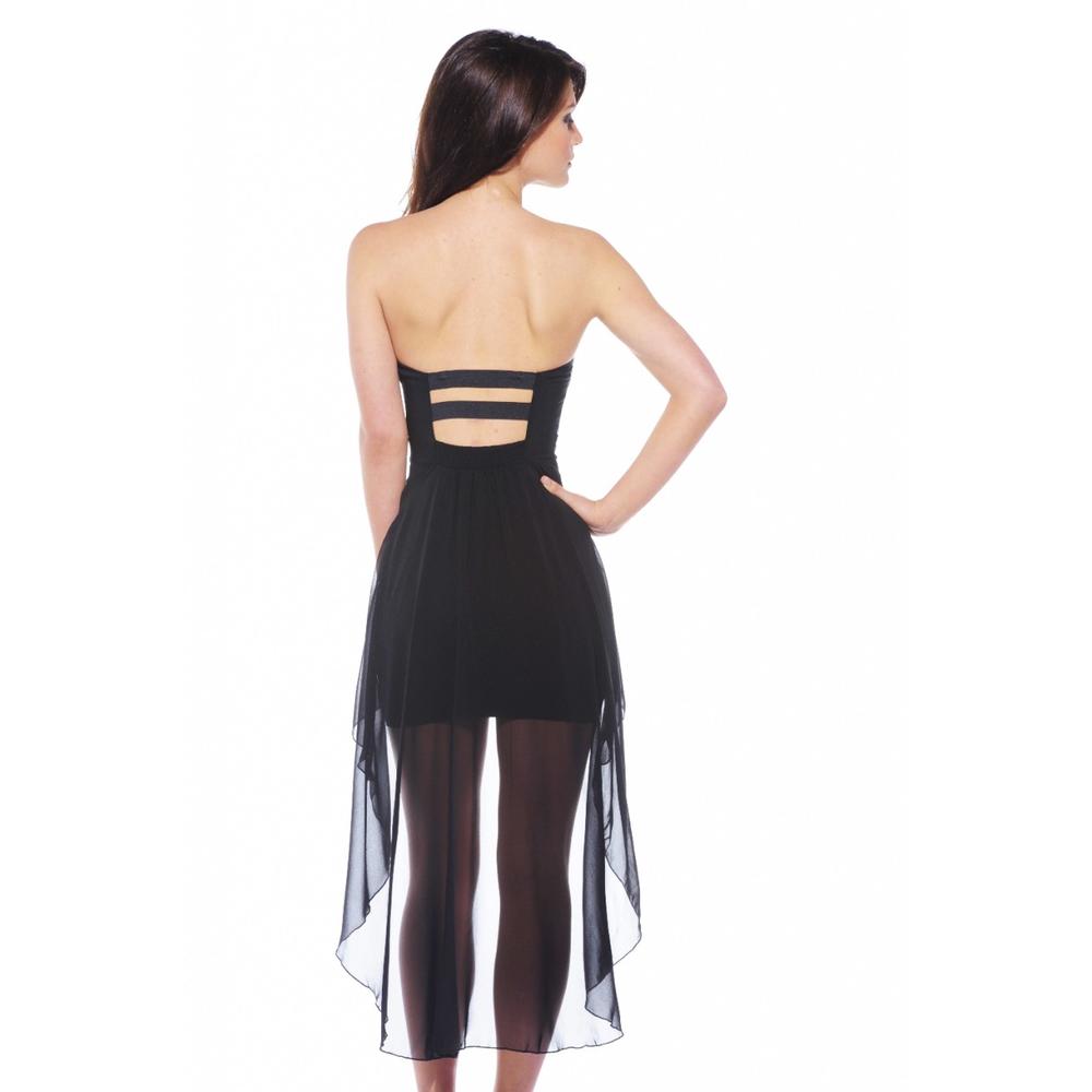 AX Paris Women&#8217;s Fitted Cup Chiffon Drop Back Black Dress - Online Exclusive