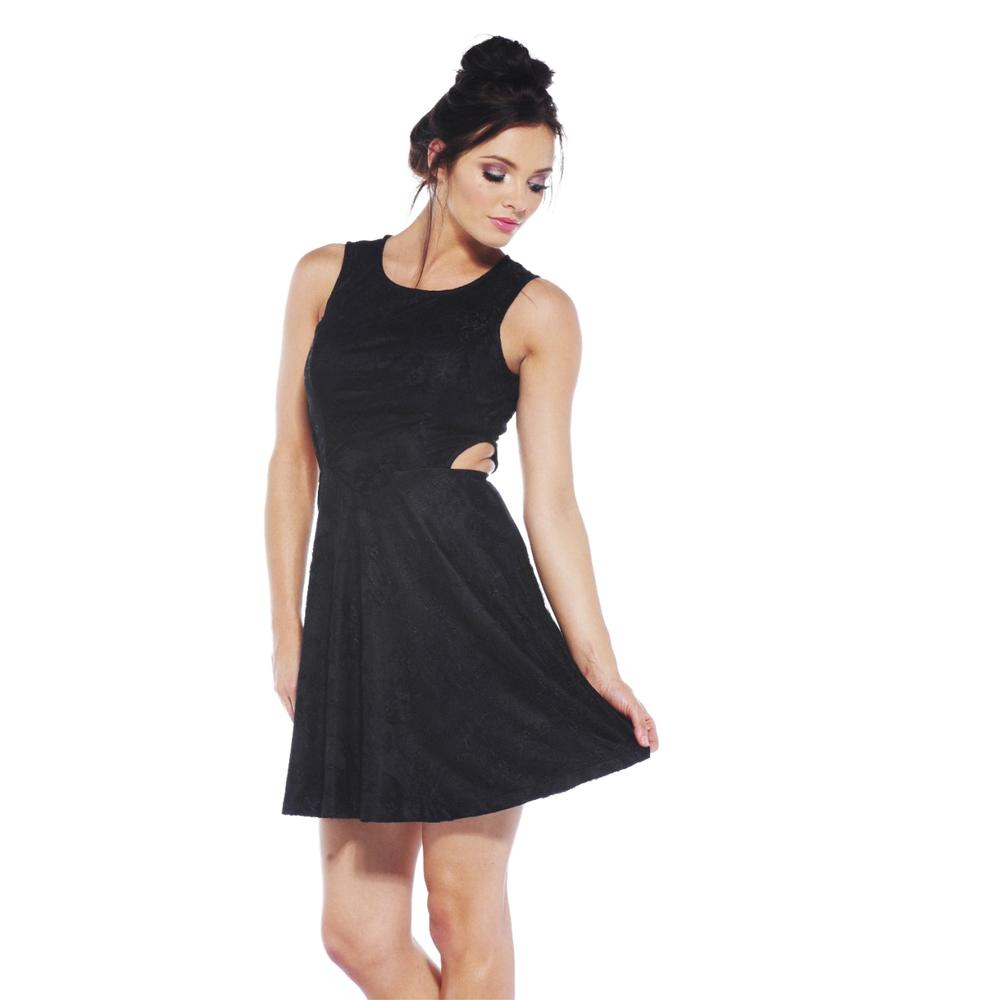 AX Paris Women's Cut Out Side Lace Black Dress - Online Exclusive