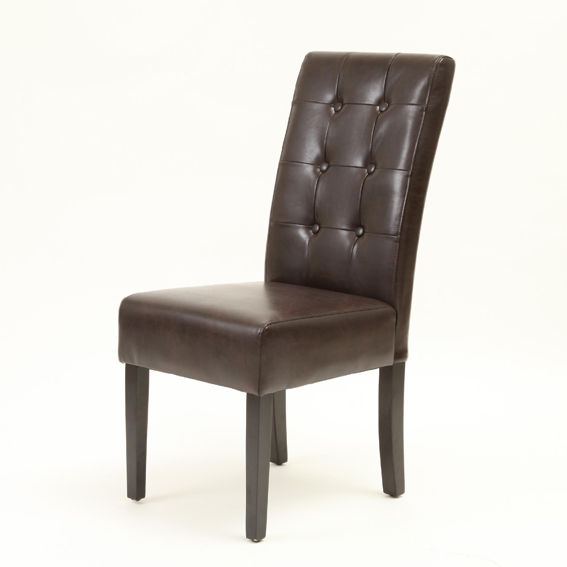 Alberta Tufted Espresso Leather Dining Chairs (Set OF 2)