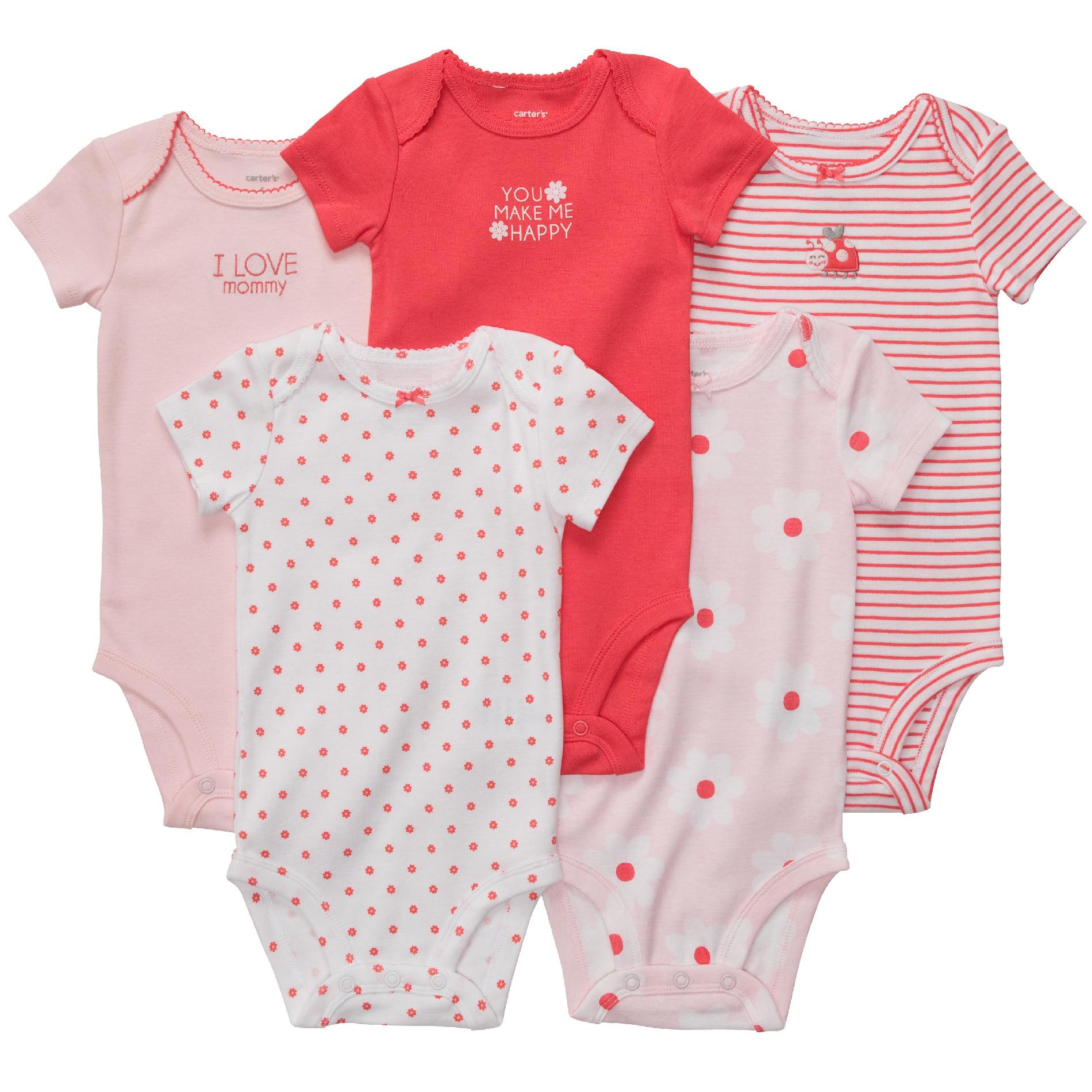 Carter's 5 pk SS  Bodysuits Girls pink and poppy at Sears.com