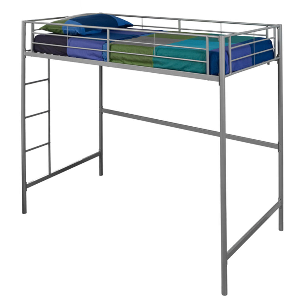 Silver Metal Twin Loft Bunk Bed