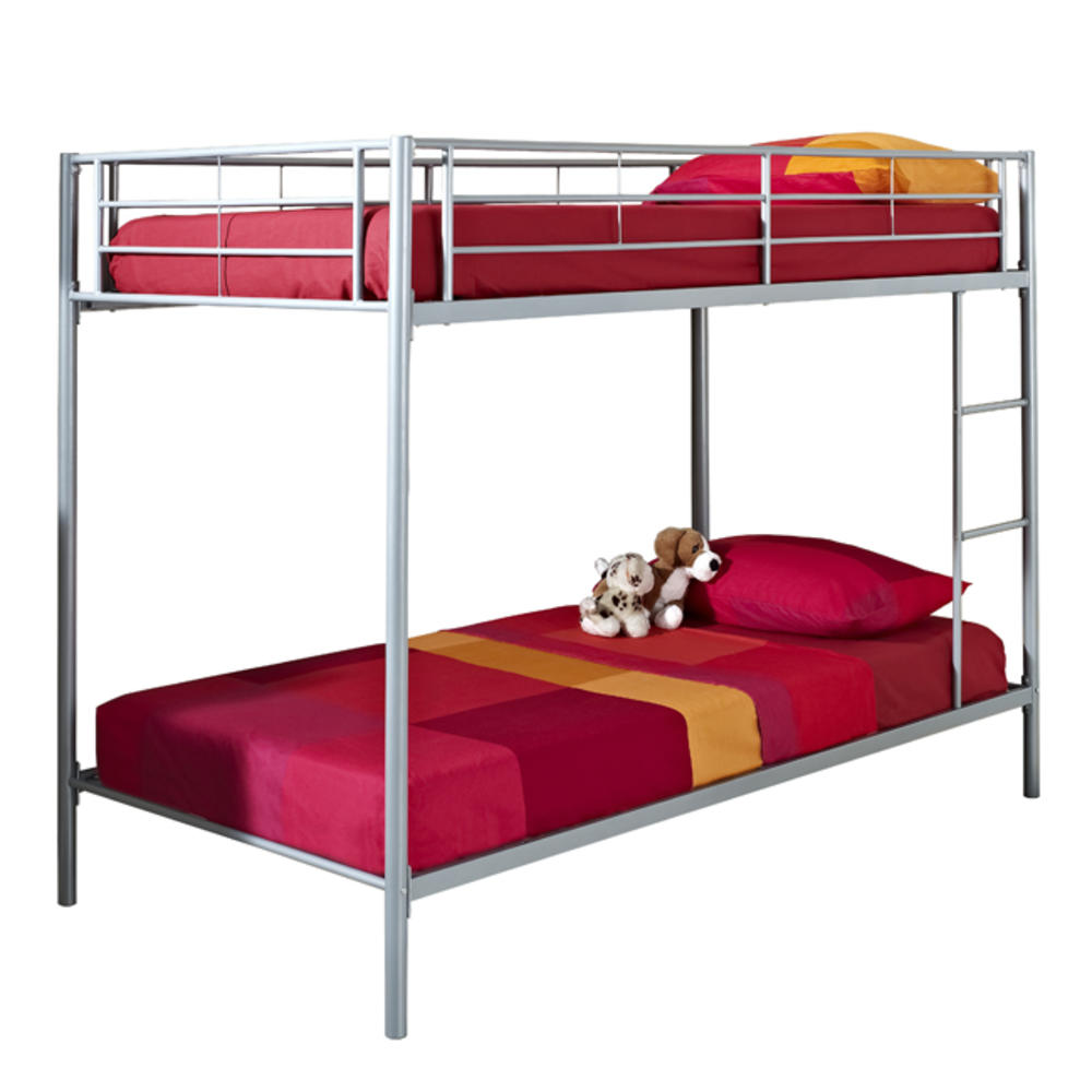 Silver Metal Twin Bunk Bed