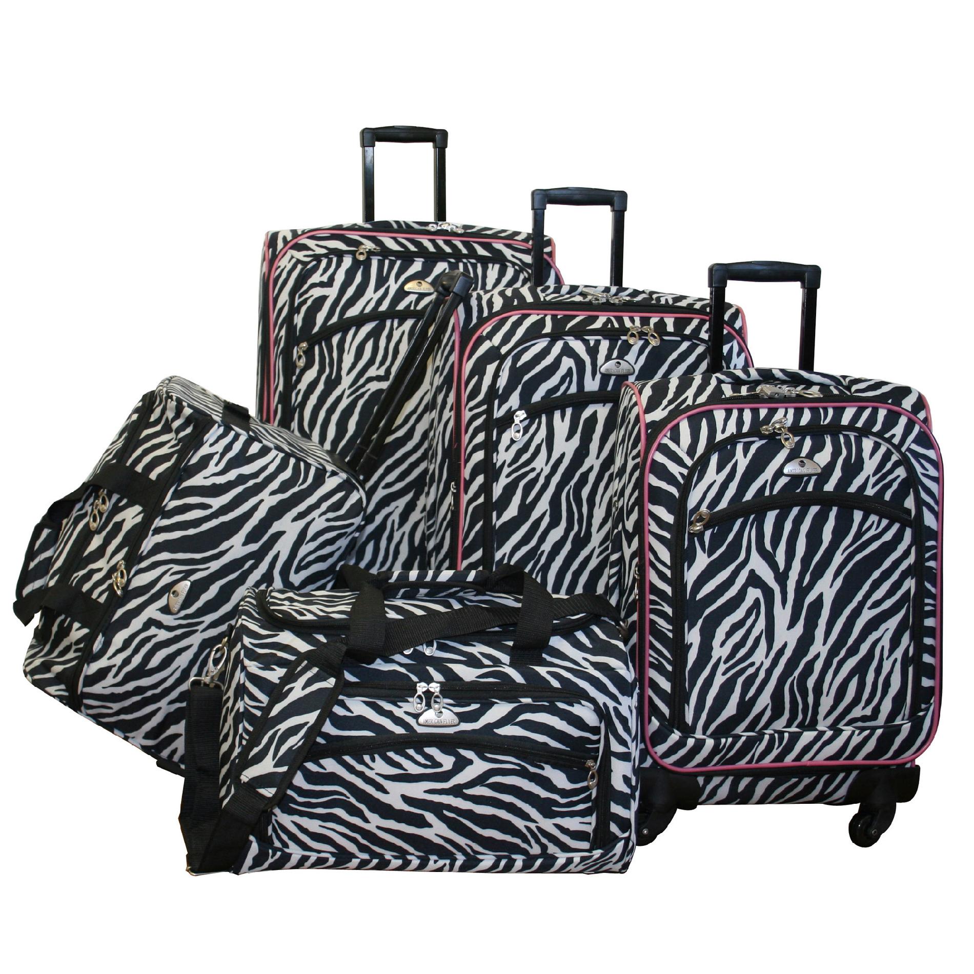 U.S. Traveler Fashion 4 piece Spinner Luggage Set, Purple Zebra Print