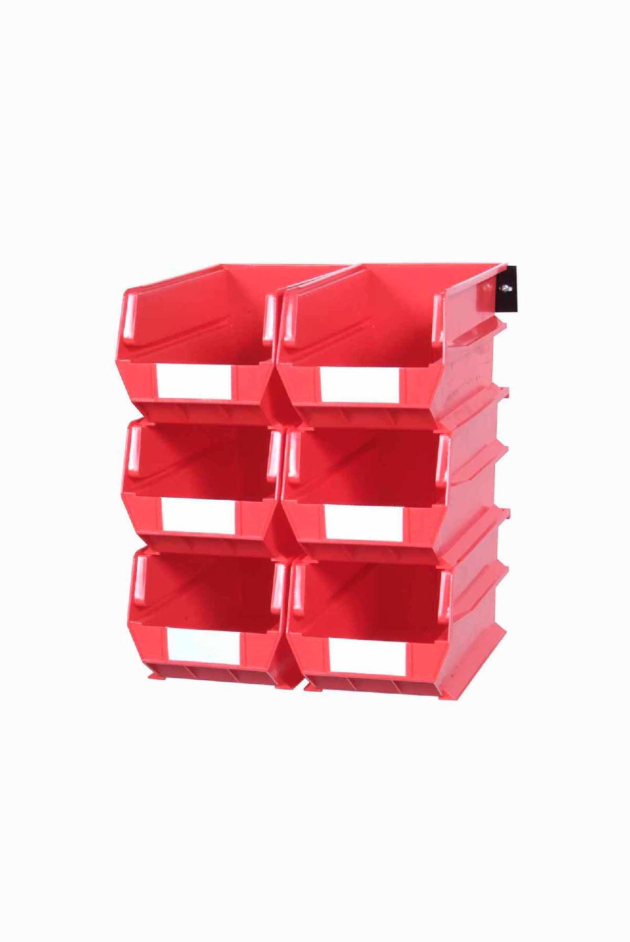 Triton Products LocBin 8 pc. Wall Storage Unit with Red Interlocking Poly Bins, 6 CT, Wall Mount Rails 8-3/4 In. L with Hardware, 2 pk at mygofer.com
