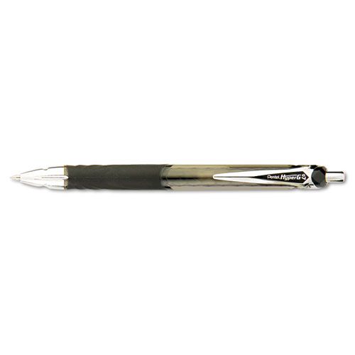 HyperG Gel Retractable Roller Ball Pen  .7mm  Black Barrel  Black Ink  Dozen