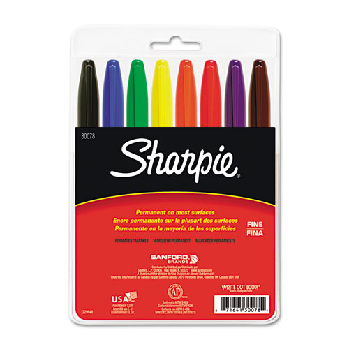 Sharpie® Permanent Markers, Fine Point, Assorted, 8/Set at Kmart.com