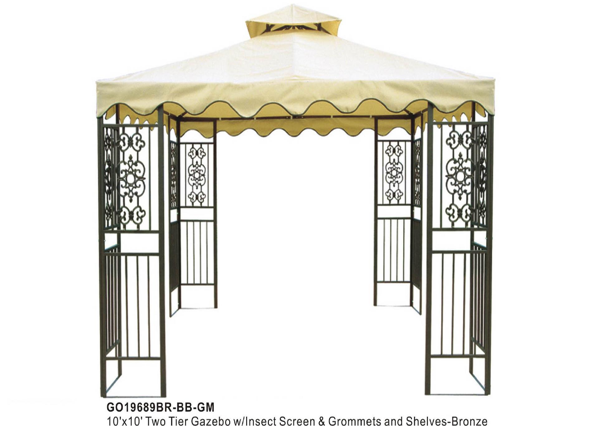 DC America 10 x10 Two Tier Steel frame Gazebo Beige Top with Brown