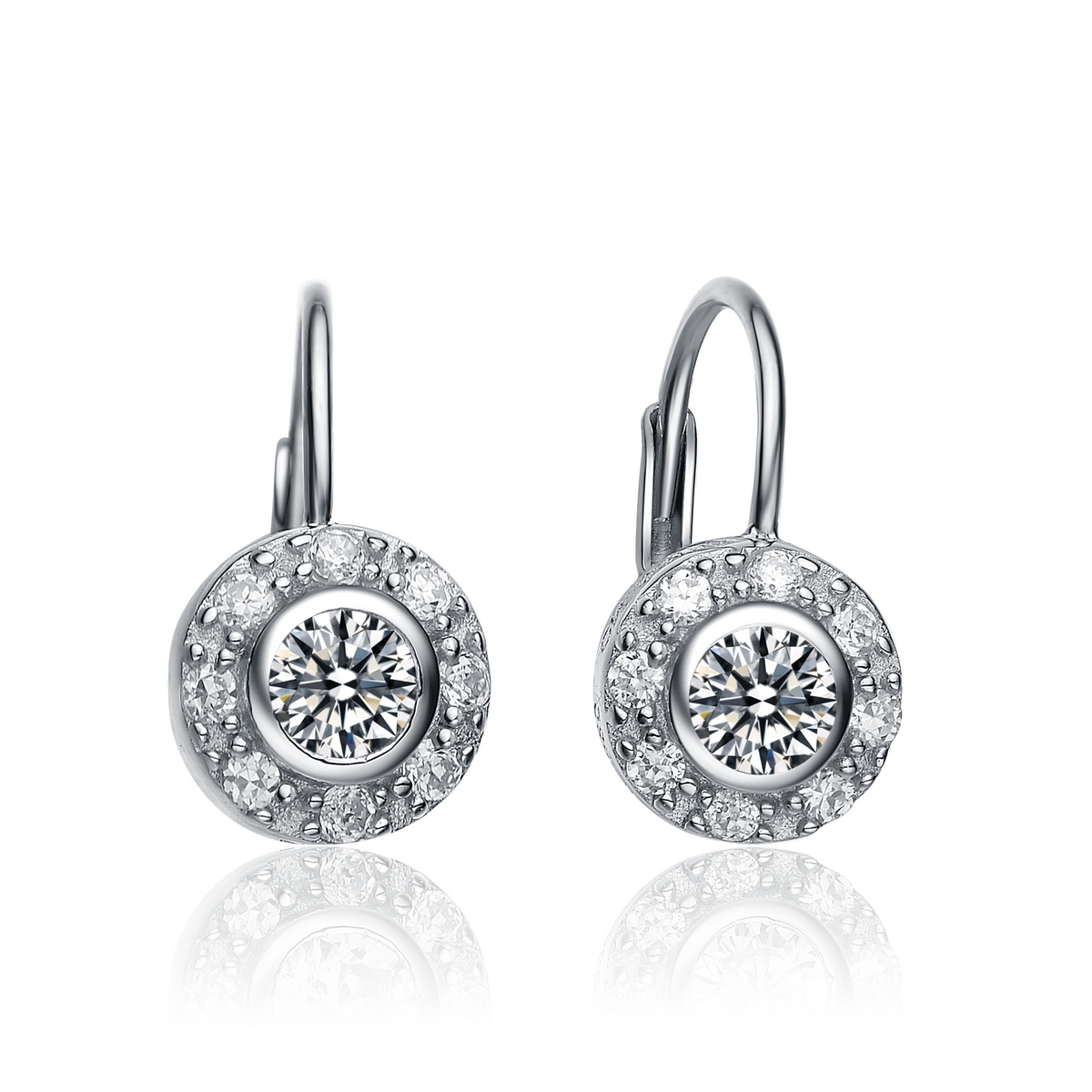 Cubic Zirconia (.925) Sterling Silver Round Drop Earrings