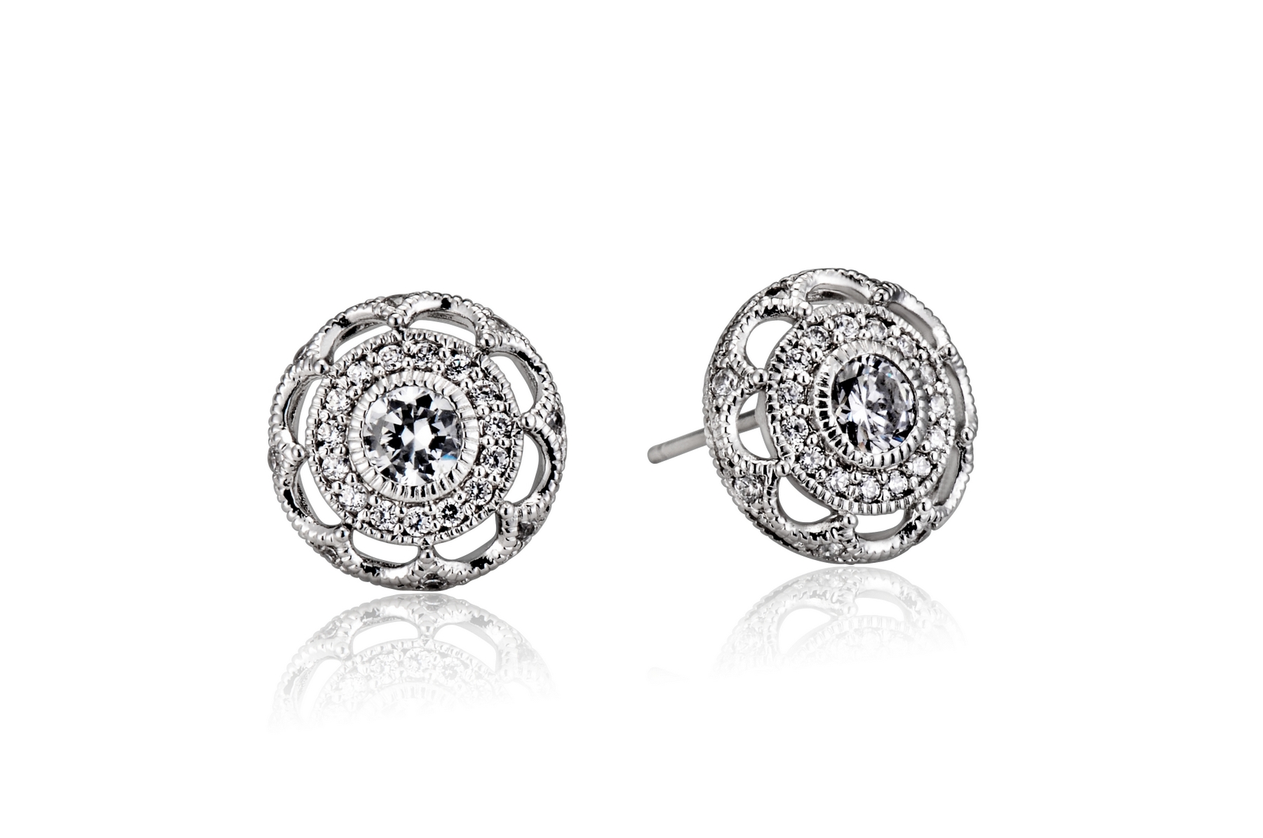 COLLETTE Z Cubic Zirconia (.925) Sterling Silver Round Classic Art Deco Style Earrings at Kmart.com