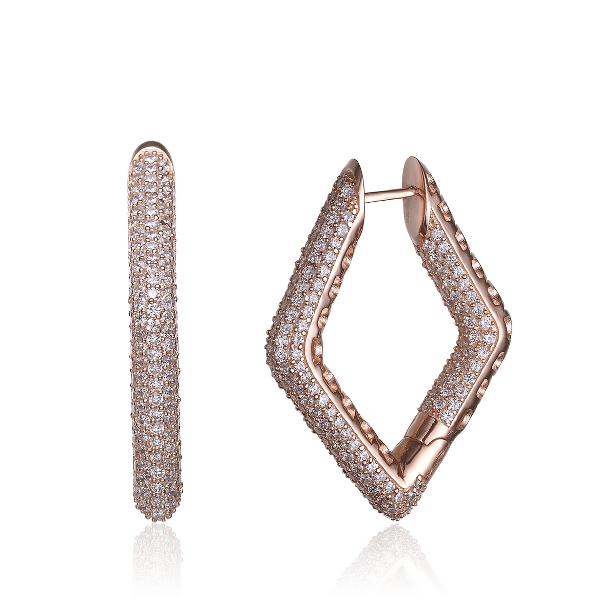 COLLETTE Z Cubic Zirconia (.925) Sterling Silver Rose Plated Heavy Triangle Hoop Earrings at Sears.com