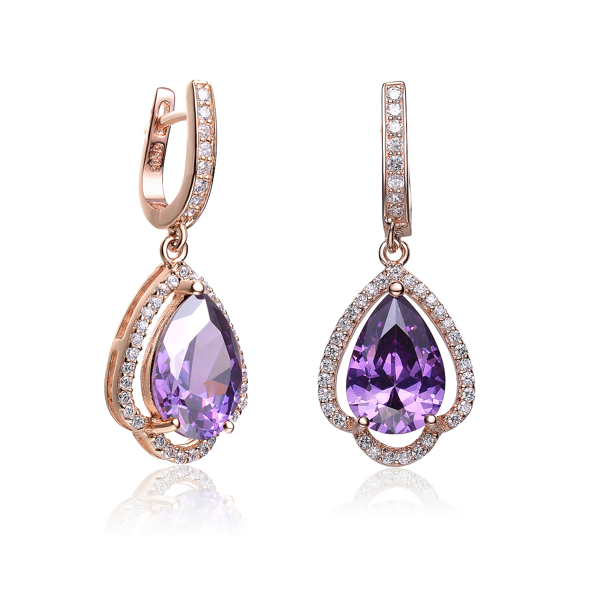 COLLETTE Z Cubic Zirconia (.925) Sterling Silver Rose Plated Amethyst Drop Earrings at Kmart.com