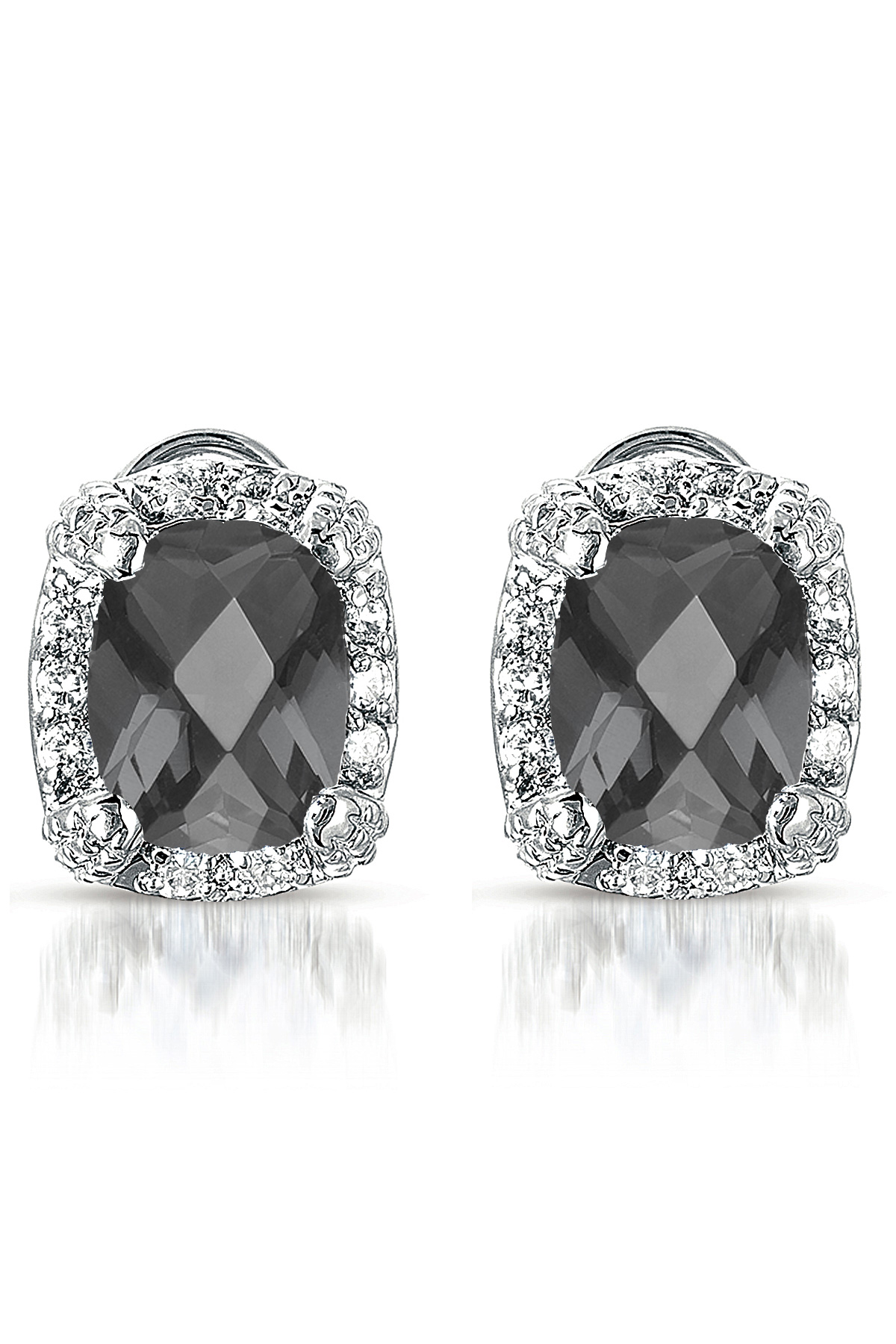 Cubic Zirconia (.925) Sterling Silver Black Square Earrings