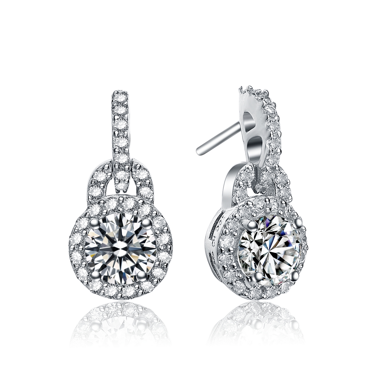 Cubic Zirconia (.925) Sterling Silver Small Round Drop Earrings