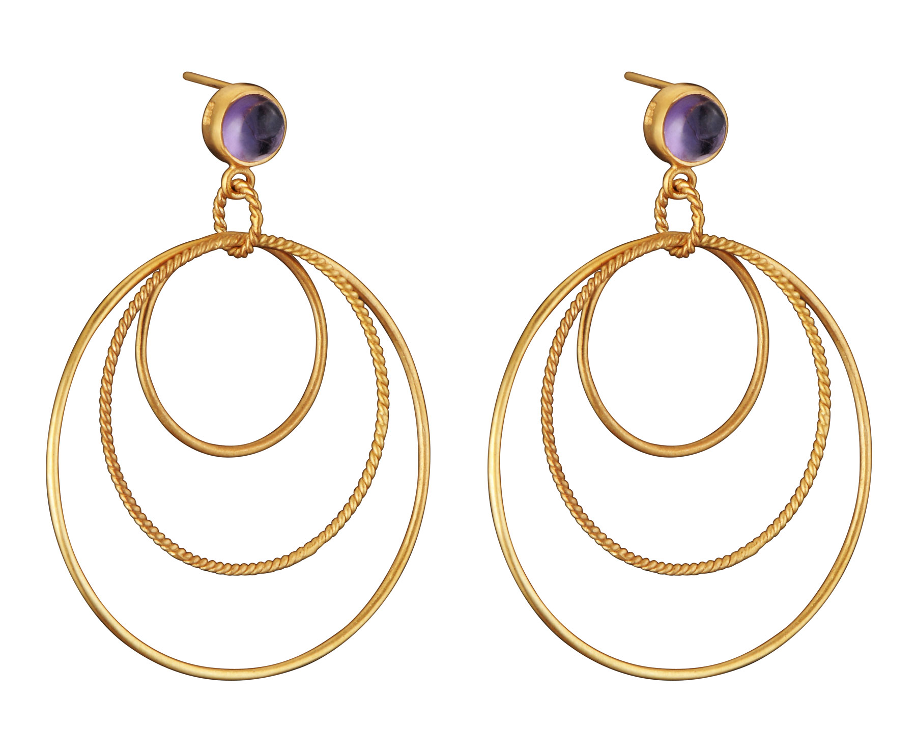COLLETTE Z Cubic Zirconia (.925) Sterling Silver Gold Plated Amethyst Brazilian Circle Drop Earrings at Kmart.com