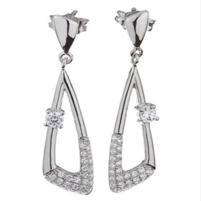 Cubic Zirconia (.925) Sterling Silver Rhodium Plated Micro Setting Drop Earrings