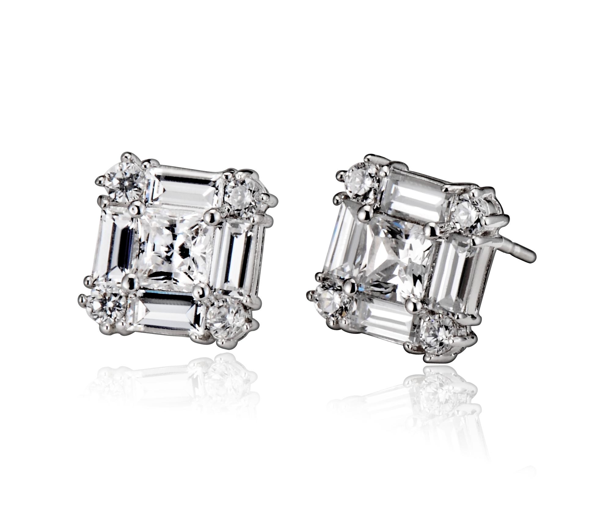COLLETTE Z Cubic Zirconia (.925) Sterling Silver Square Baguette Earrings at Sears.com