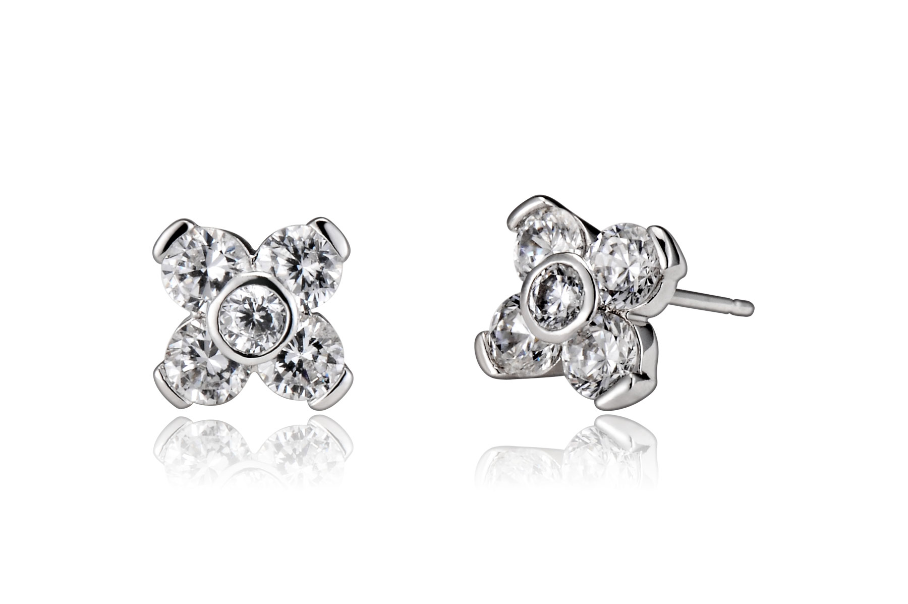 COLLETTE Z Cubic Zirconia (.925) Sterling Silver Flower Earrings at Kmart.com
