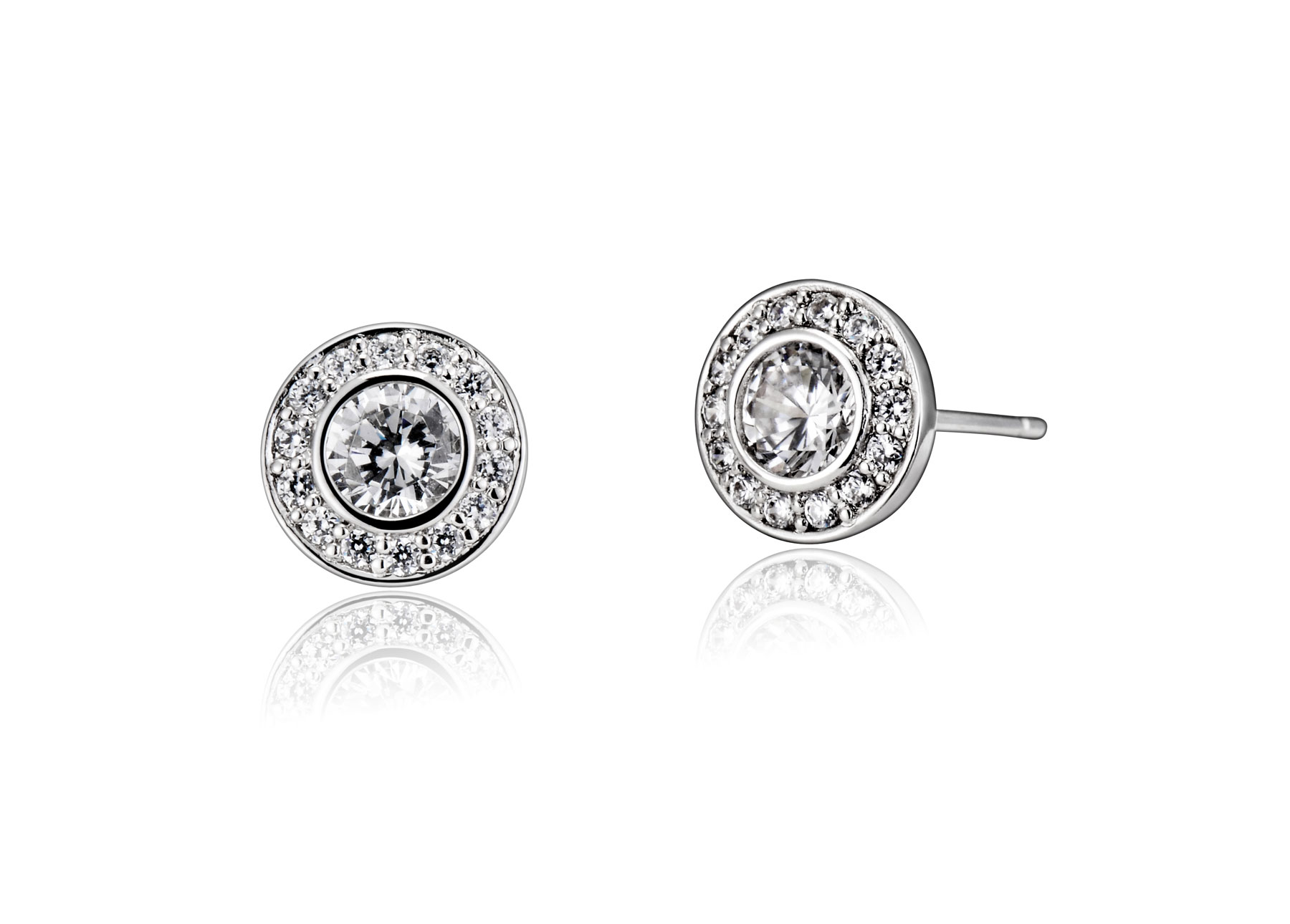 Cubic Zirconia (.925) Sterling Silver Round Earrings