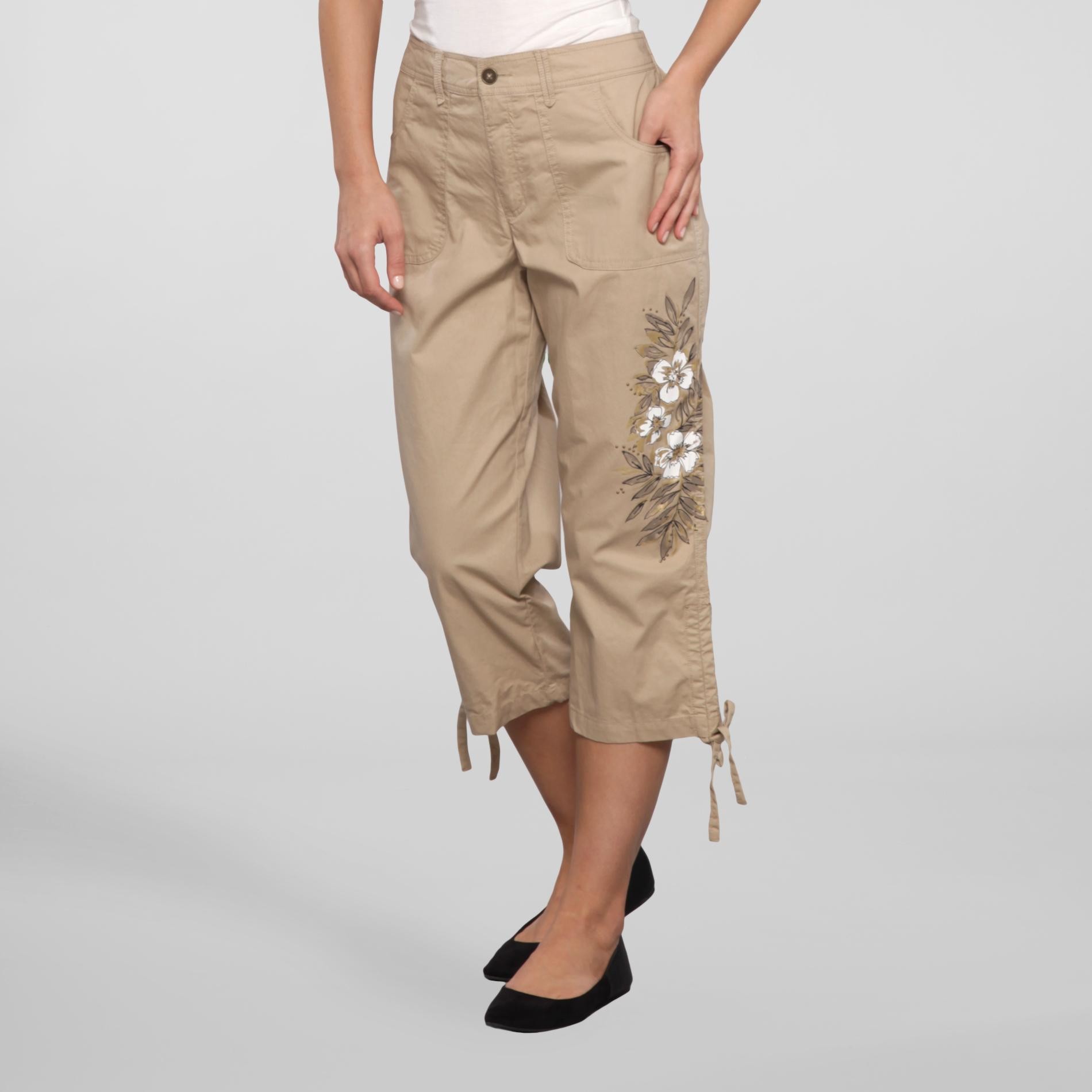 Basic Editions Women's Capri Pants - Floral Graphic at Kmart.com