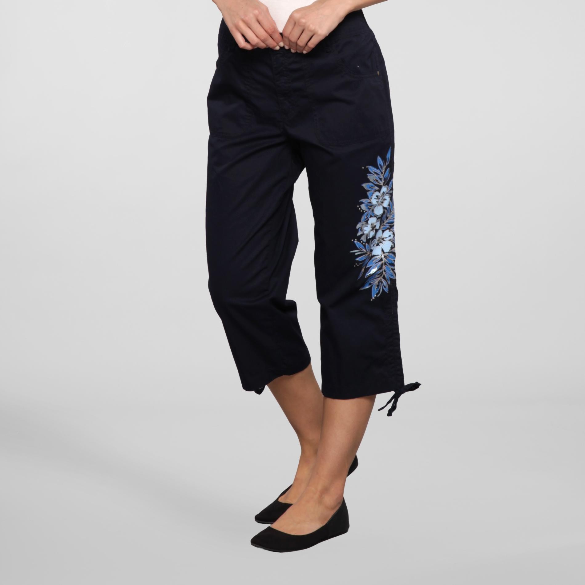 Basic Editions Women's Capri Pants - Floral Graphic at Kmart.com