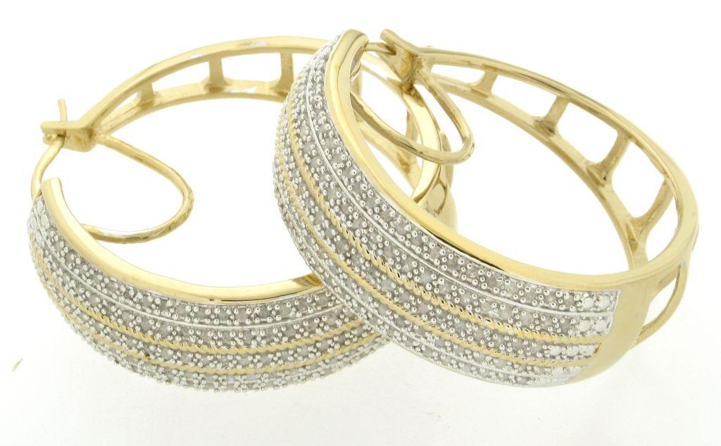 2 Cttw Gold Over Brass Diamond Hoop Earrings