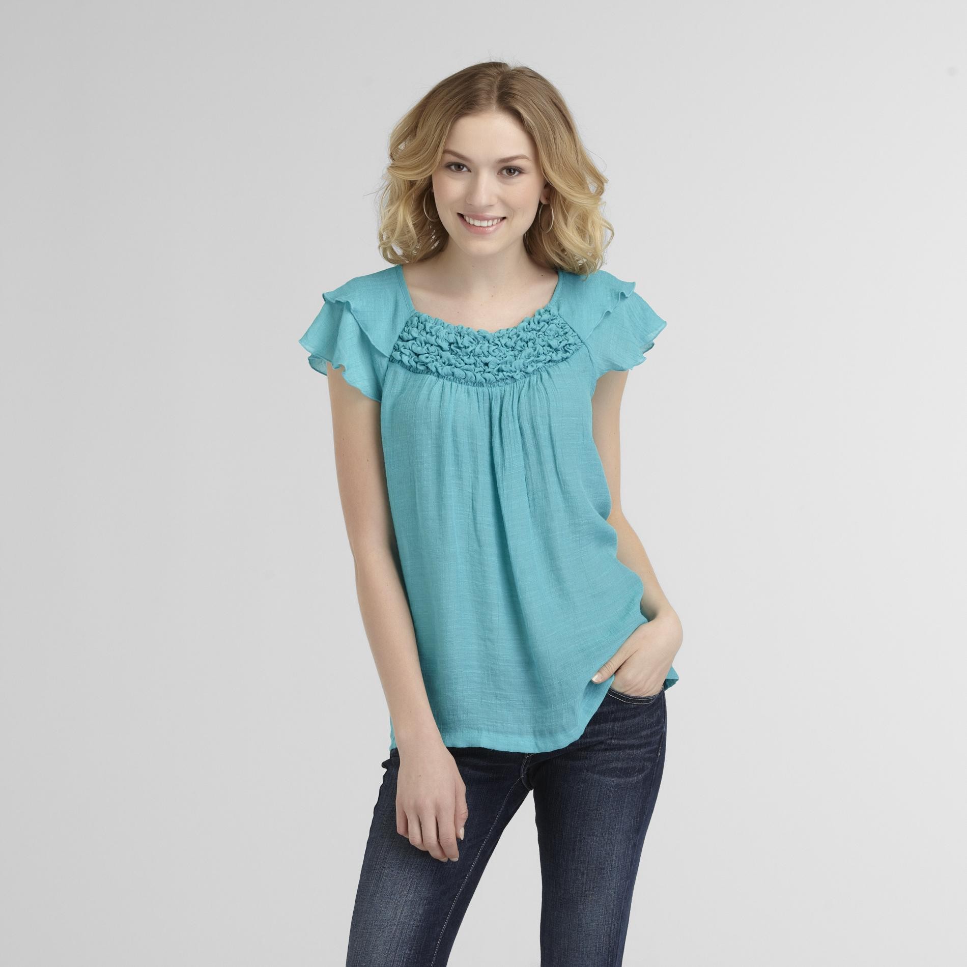 Cocomo Women's Linen Top - Popcorn Trim at Sears.com