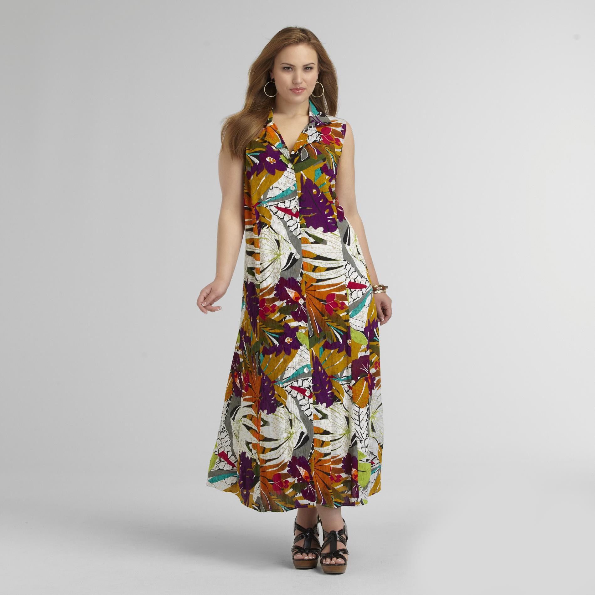 JBS Women's Plus Crepon Maxi Dress - Floral White/Black;White 14;16;18;20;22;24