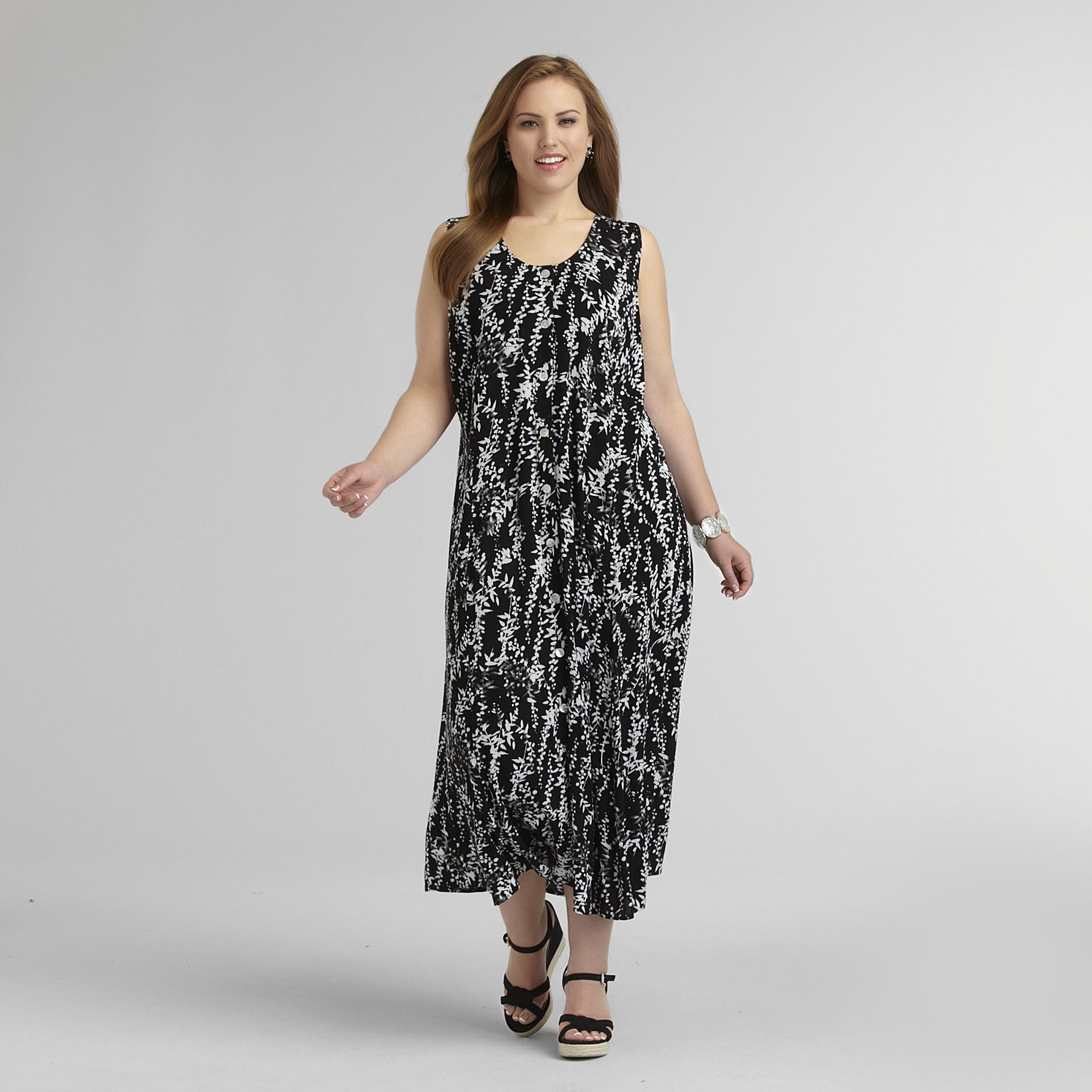 JBS Women's Plus Crepon Maxi Dress - Leaf at Sears