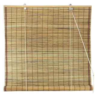 Oriental Furniture Burnt Bamboo Roll Up Blinds - Tortoise ...