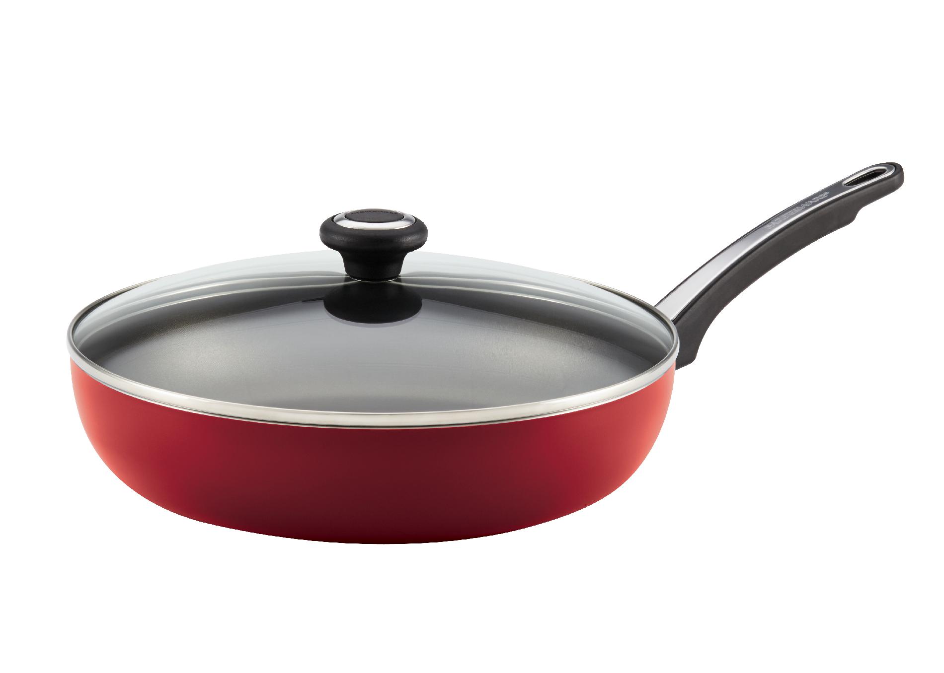 Farberware Dishwasher Safe High Performance Nonstick 12-Inch Covered Deep Skillet  Red
