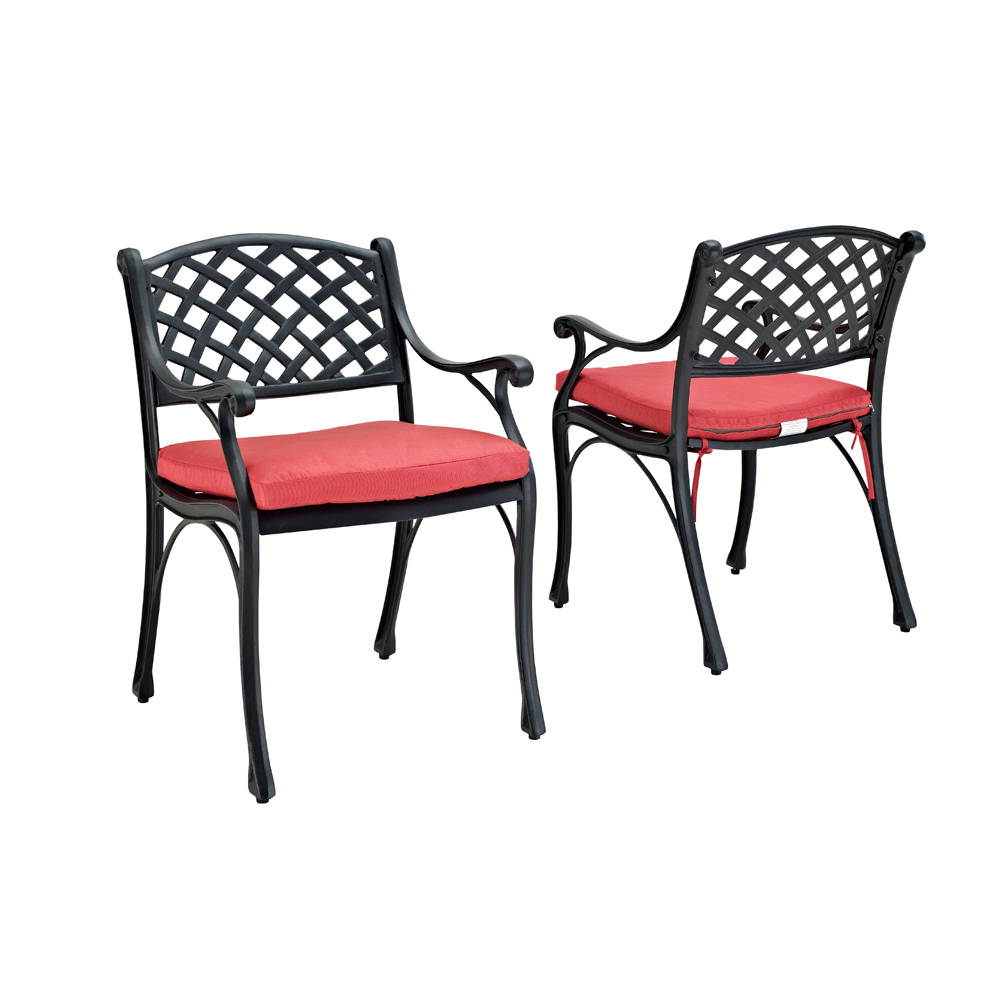Black Cast Aluminum Patio Dining Chairs (Set of 2)