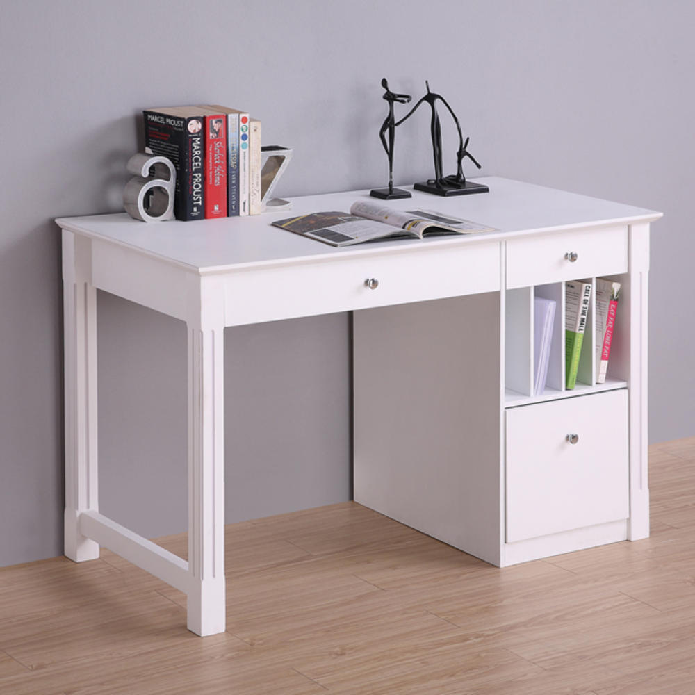Deluxe White Wood Computer Desk