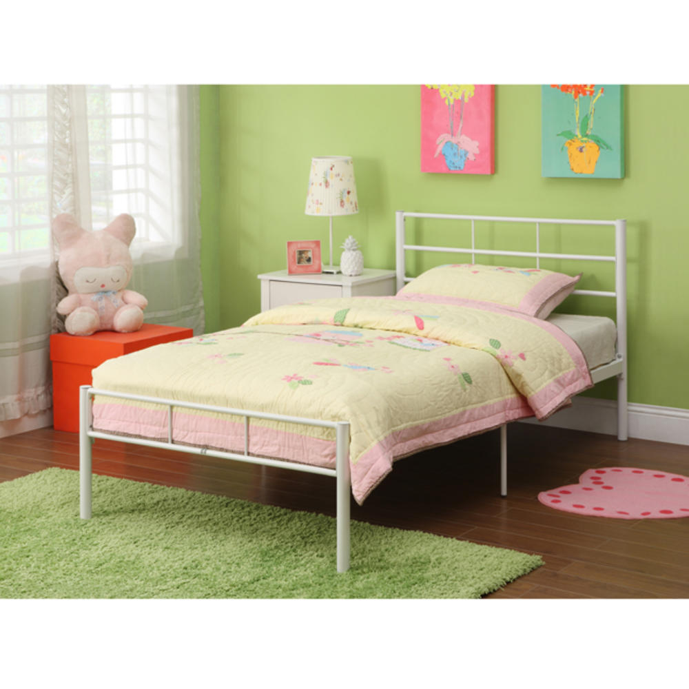 White Twin Metal Bed Frame